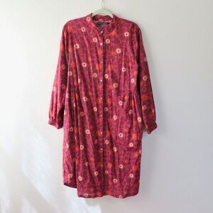 Gudrun Sjoden Floral Woven Cotton Midi Dress Size L Large New